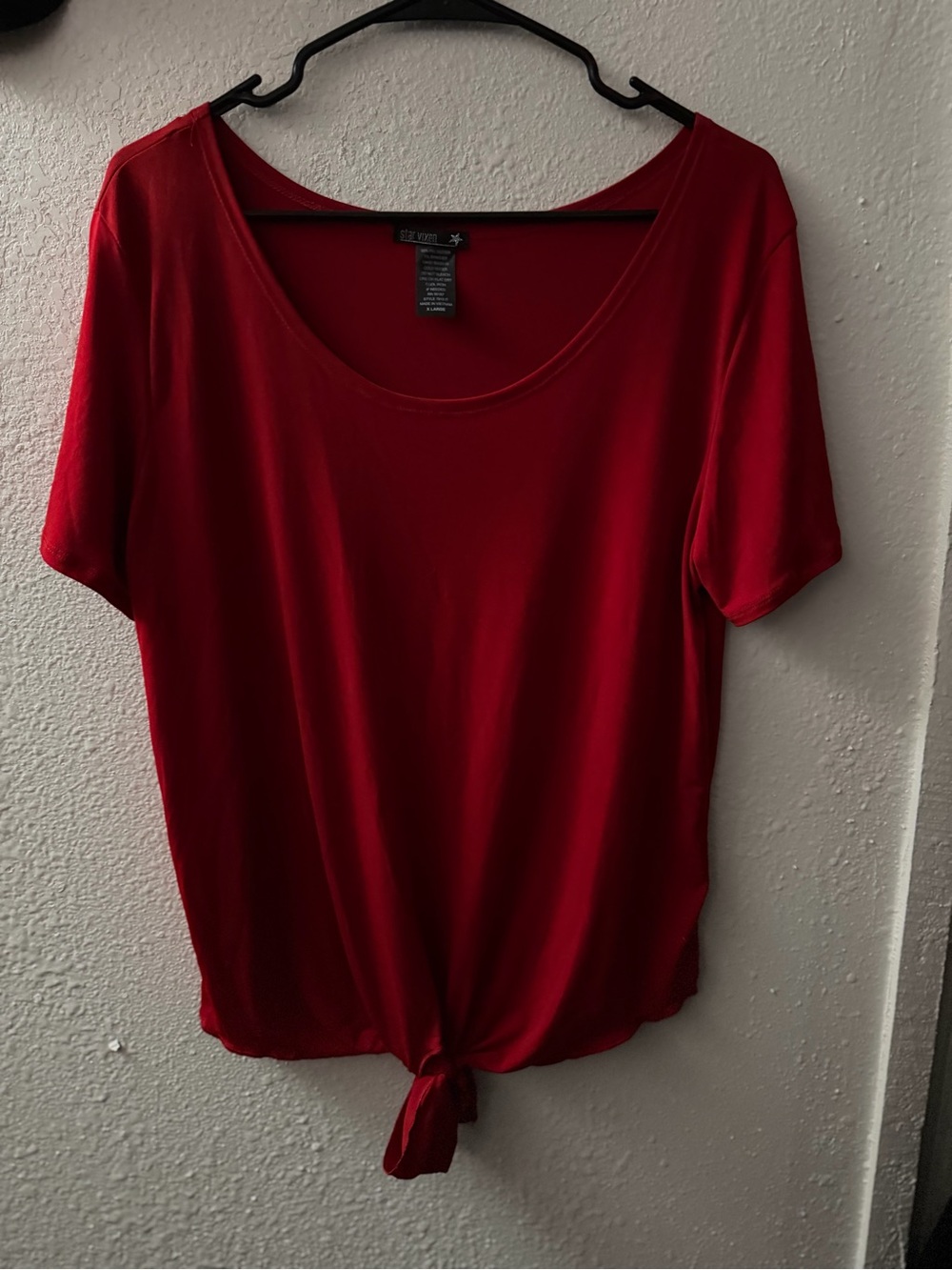 Star Vixen Red Scoop Neck Tie-Front Tee